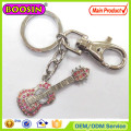 Fashion Design Metal CZ Stones Guitar Musical Instrument Keychain